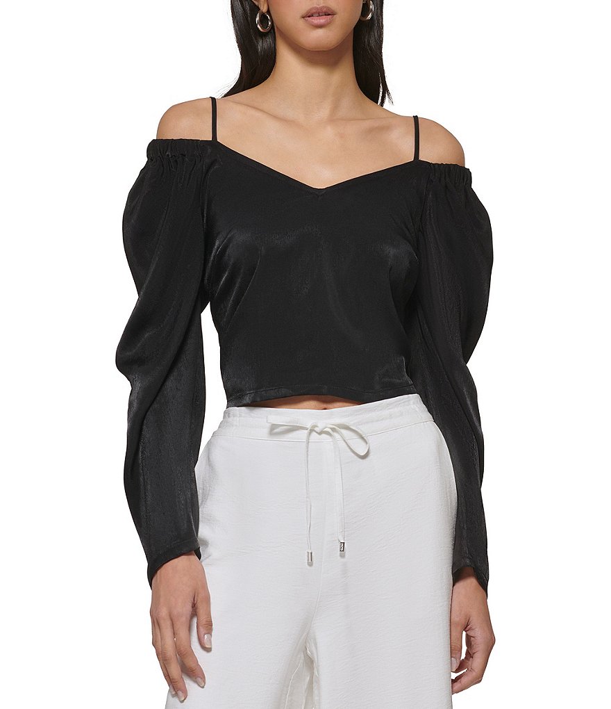 DKNY V-Neck Long Sleeve Blouse | Dillard's