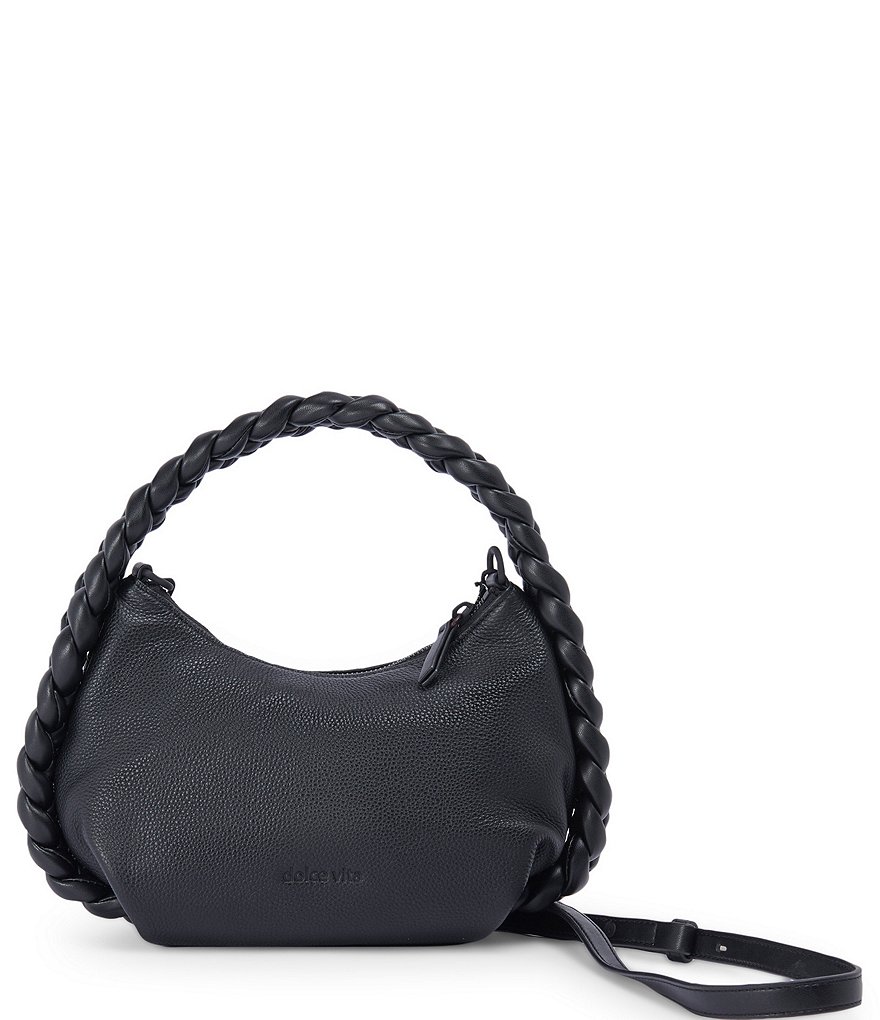 Hobo Shoulder Bag With Braided Handle and Top Zipper Closure