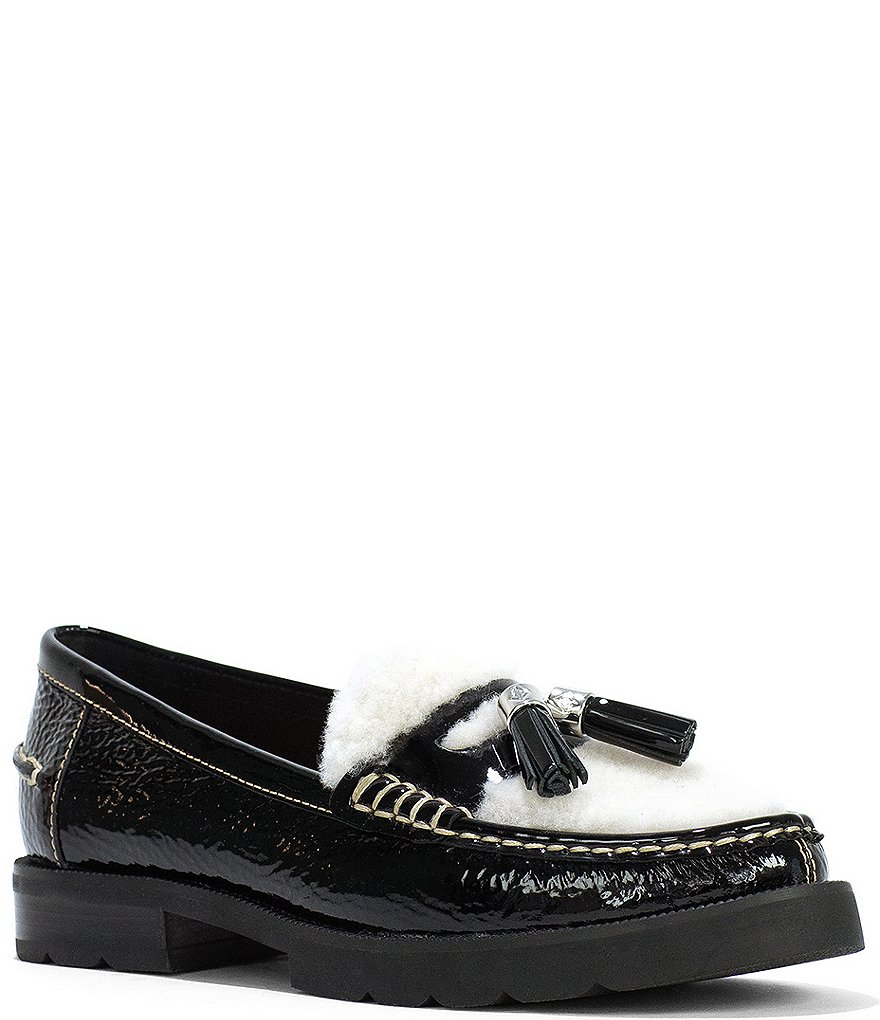 Donald Pliner Lenny Patent Leather and Shearling Tassel Loafers | Dillard's