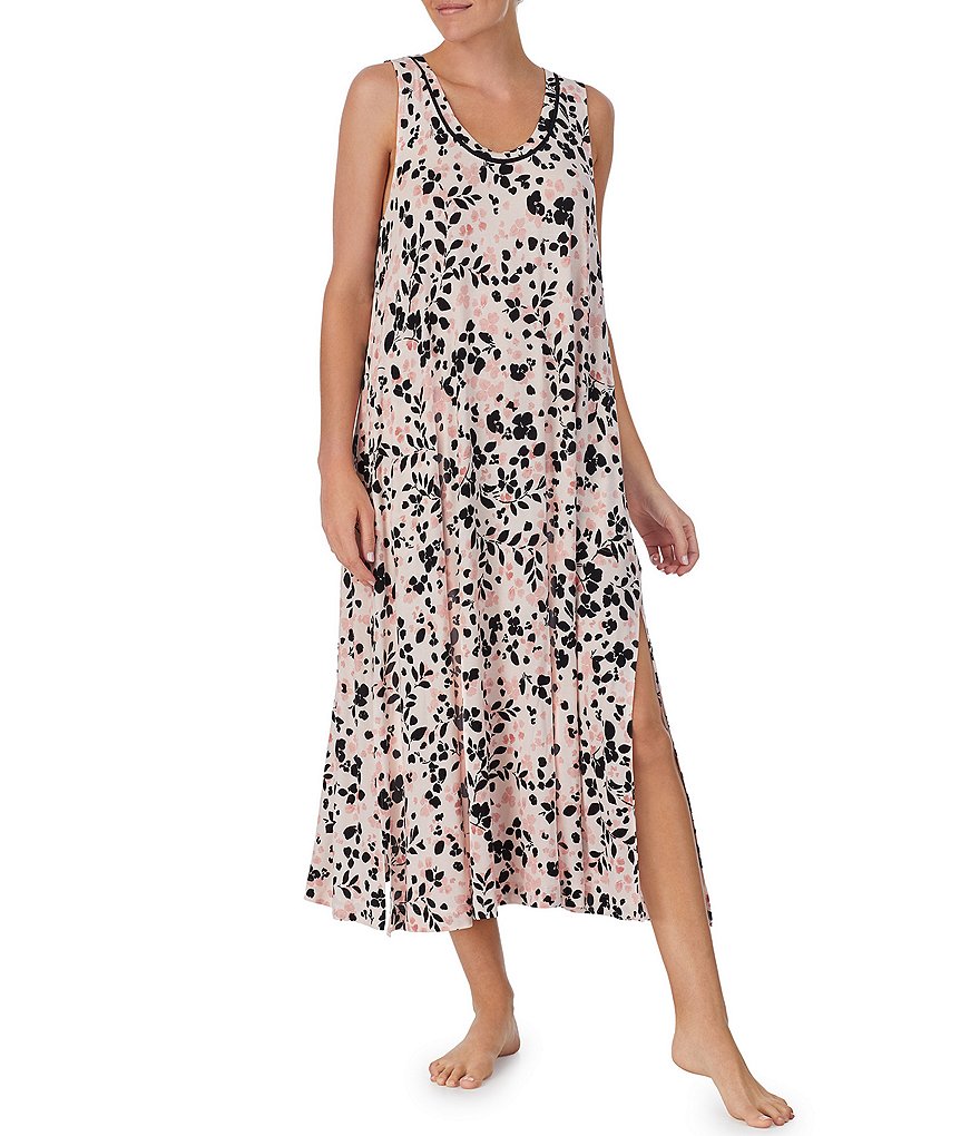 Donna Karan Jersey Knit Floral Sleeveless Scoop Neck Nightgown | Dillard's