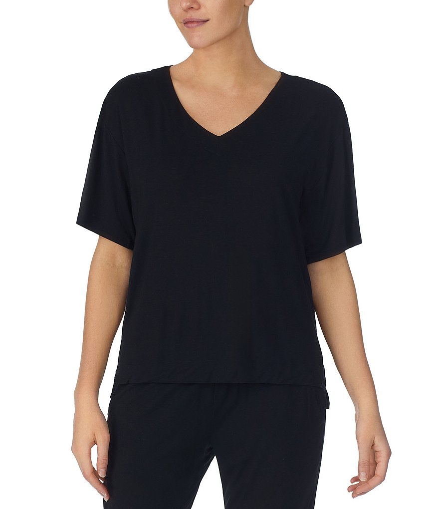 Donna Karan Micro Modal Short Sleeve V-Neck Coordinating Lounge Top