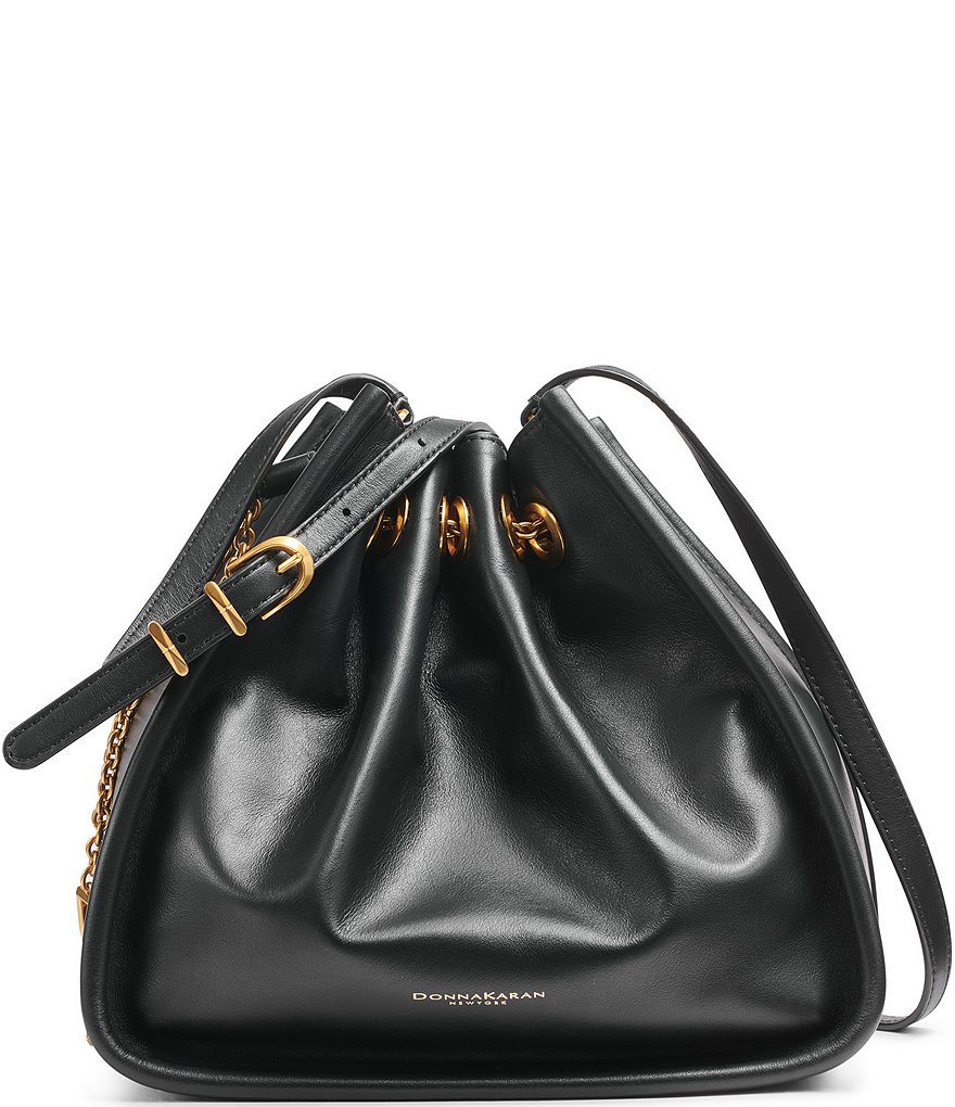 NWT Donna Karan Women's deals Virginia Pebbled-leather Bucket Bag Black