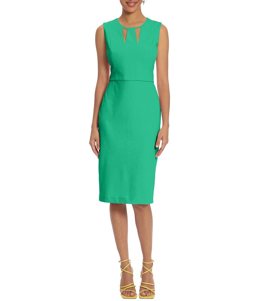 Donna Morgan Cut Out Crew Neck Sleeveless Stretch Crepe Sheath Dress ...