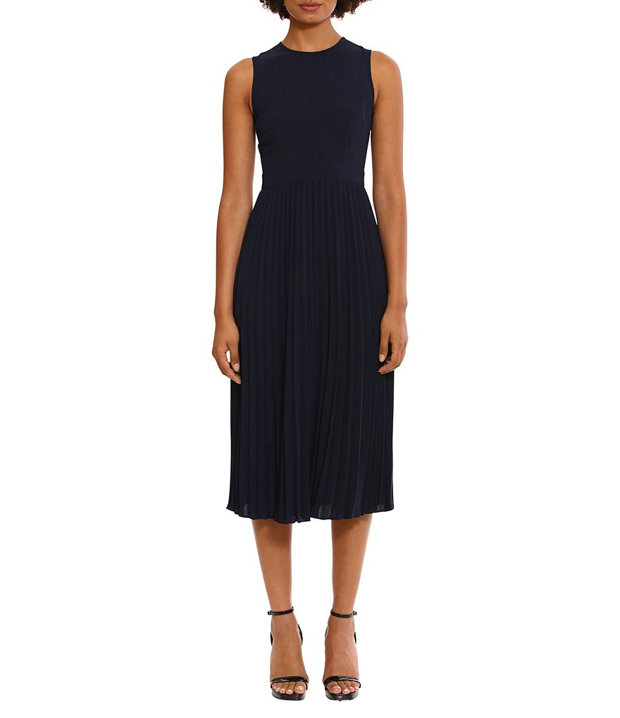 donna morgan knot front crepe midi dress