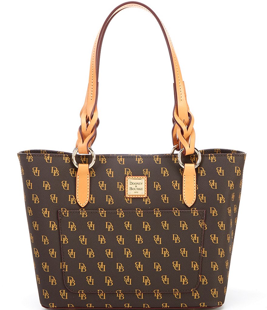 Dooney & Bourke Purse Tote Zip Top Greta Signature Logo Allover MSLRSA 144010026452