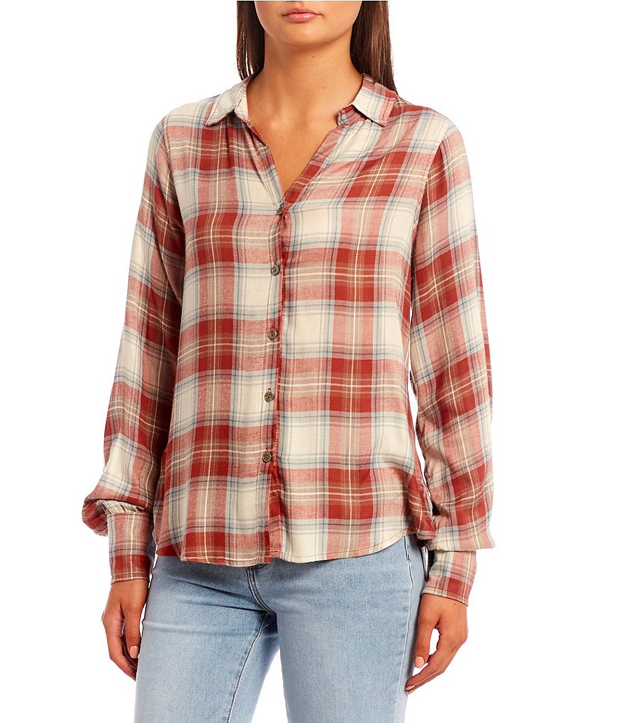 Double Zero Puff Long Sleeves Plaid Shirt | Dillard's