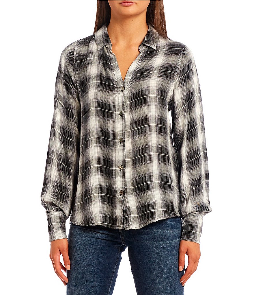 Double Zero Puff Long Sleeves Plaid Shirt