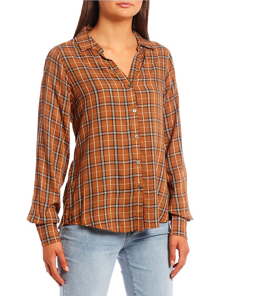 Double Zero Puff Long Sleeves Plaid Shirt | Dillard's