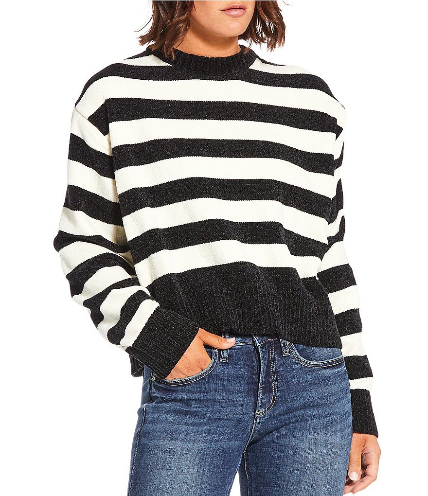 Double Zero Striped Long Sleeve Sweater | Dillard's