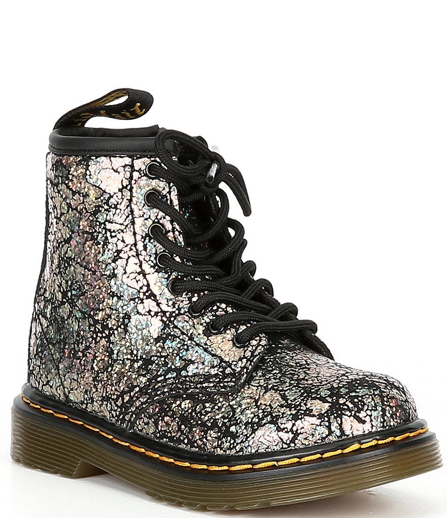 Dr. Martens Girls' 1460 Disco Crinkle Suede Metallic Boots 