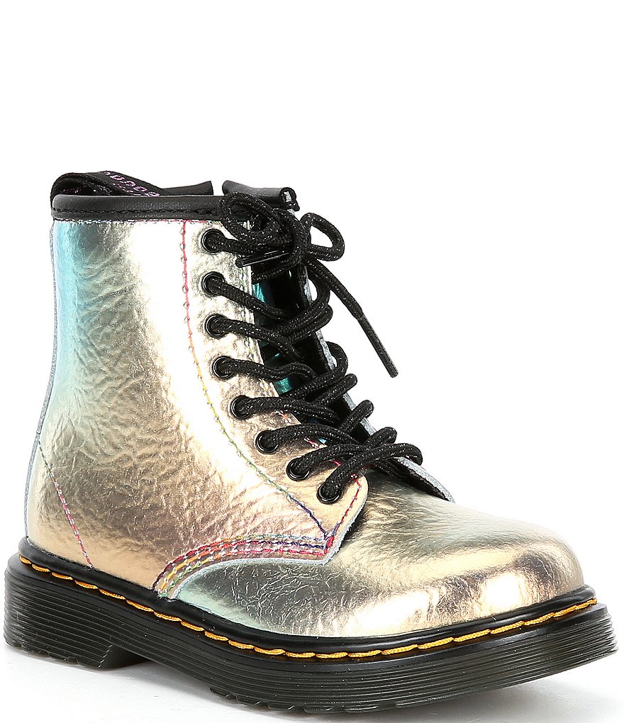 Dr. Martens Girls 1460 Metallic Leather Moto Boots Toddler