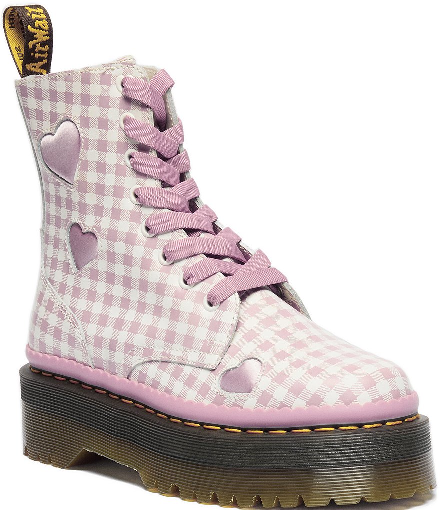 Dr. Martens Jadon Heart Gingham Leather Platform Boots | Dillard's