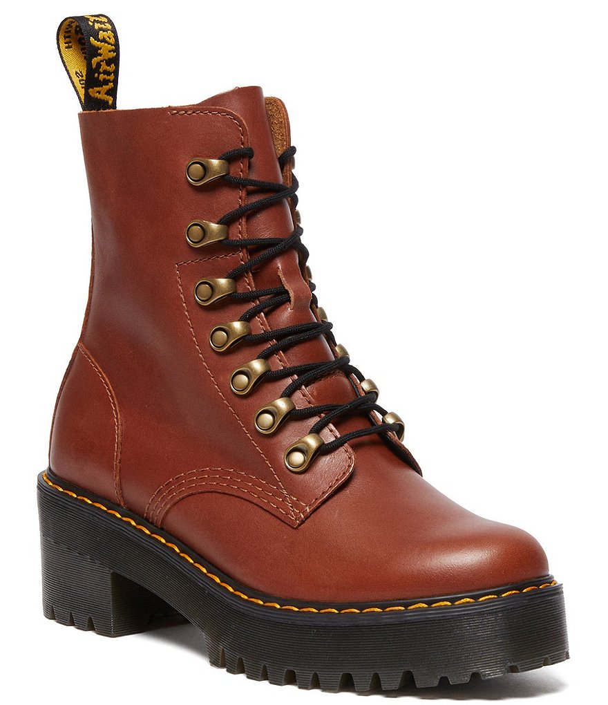 Dr. Martens Women s Leona Farrier Leather Platform Heel Combat