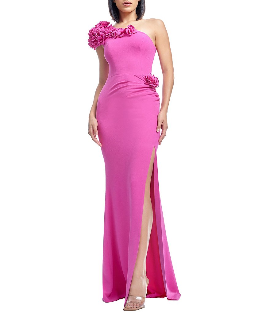 Dress the Population Aubrielle 3D Floral Asymmetrical Neck