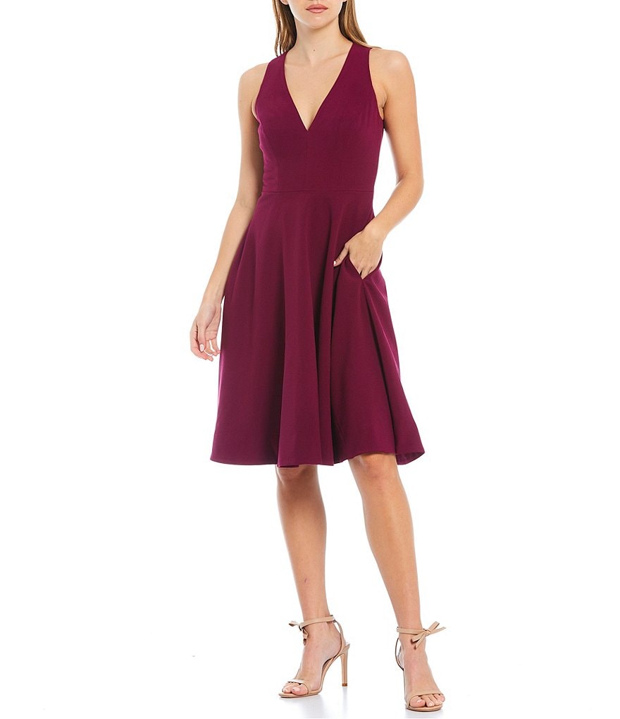 Dress the Population Catalina Crepe V Neck Sleeveless A Line