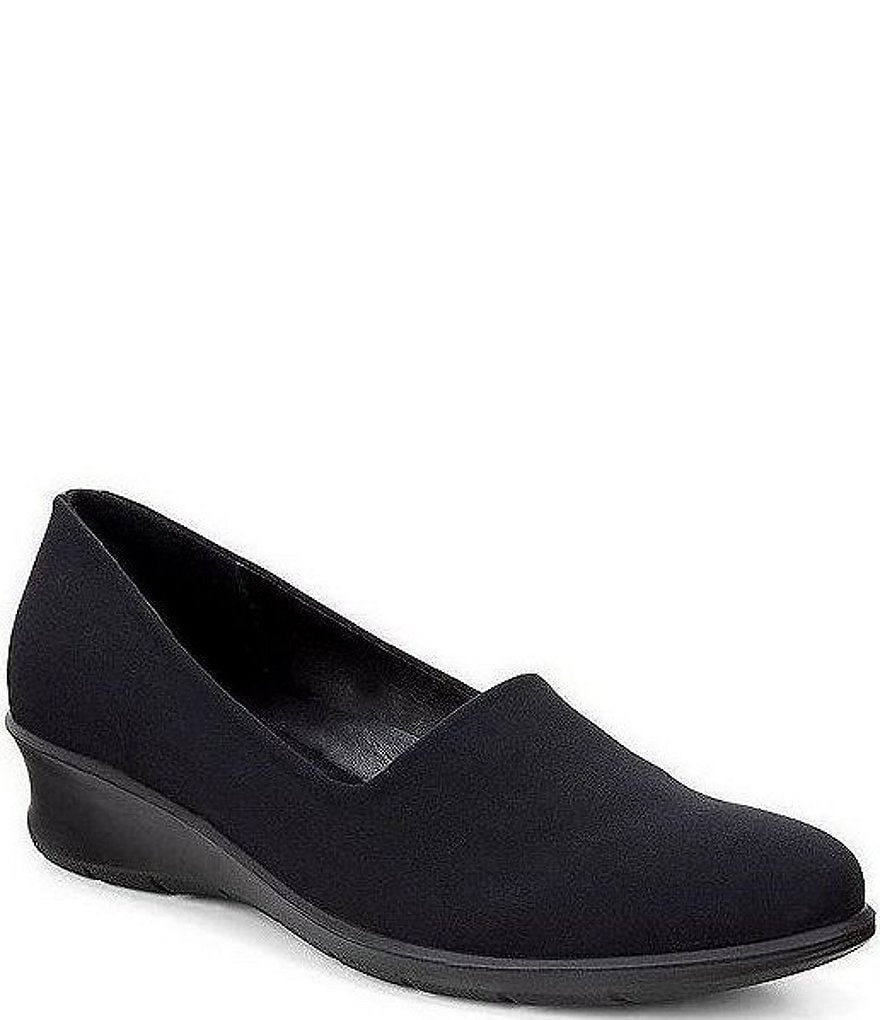 rack Afgang glemsom ECCO Felicia Stretch Leather and Textile Slip-On Wedge Loafers | Dillard's