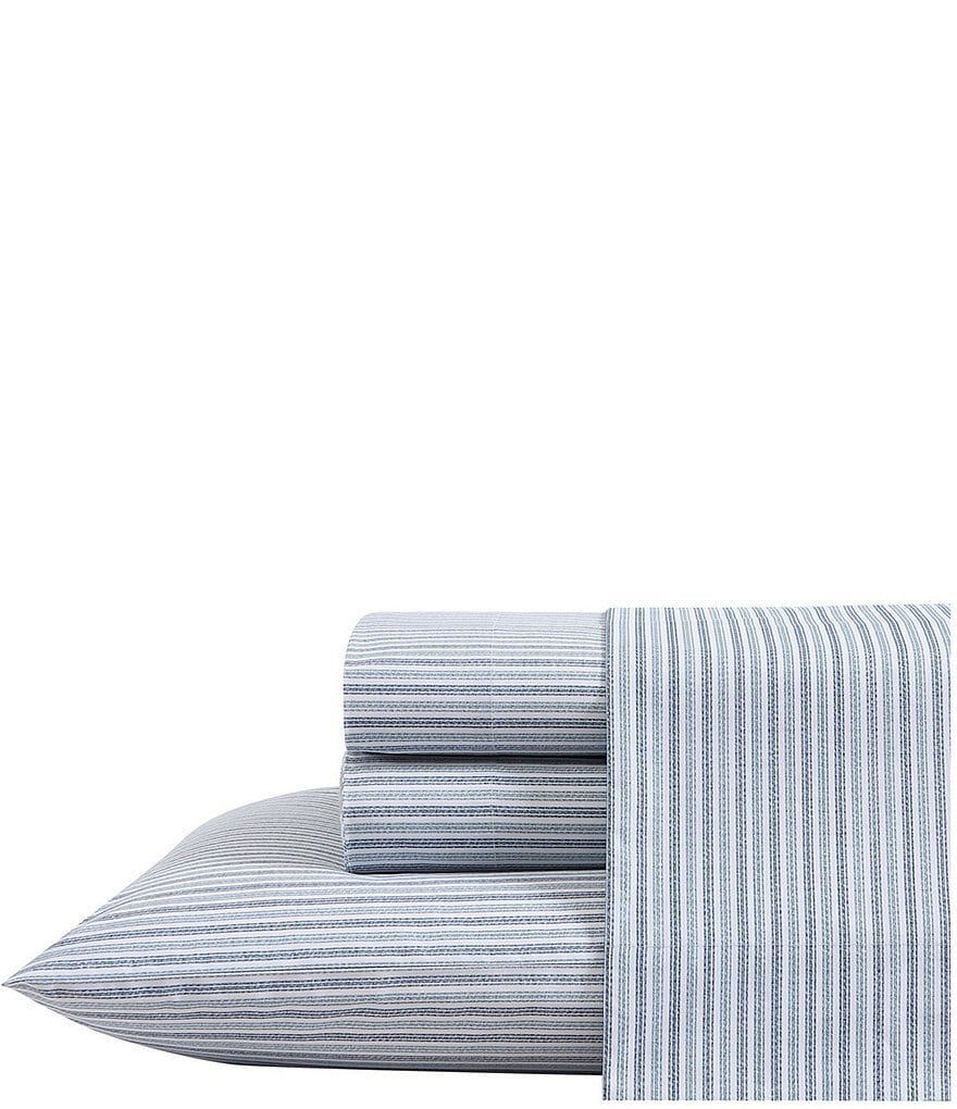 Eddie Bauer Ticking Stripe Navy Cotton Percale Sheet Set | Dillard's