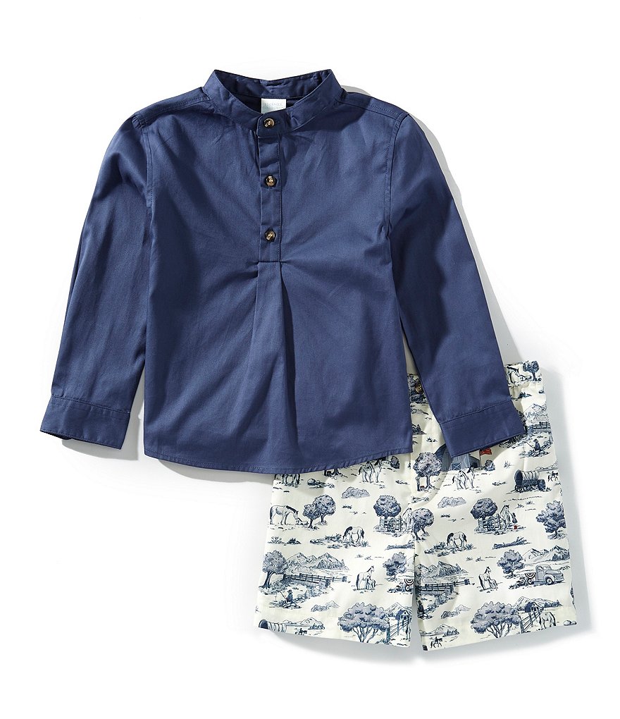 Edgehill Collection Little Boys Toile Print Long Sleeve