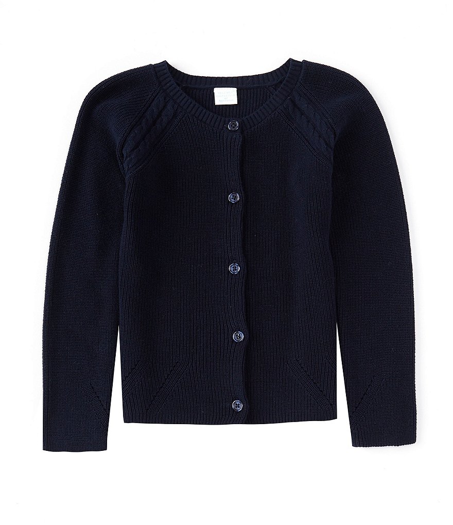 Dillard\'s Long Button Sweater Front Little 2T-6X Edgehill Cardigan Sleeve Girls Knit | Collection