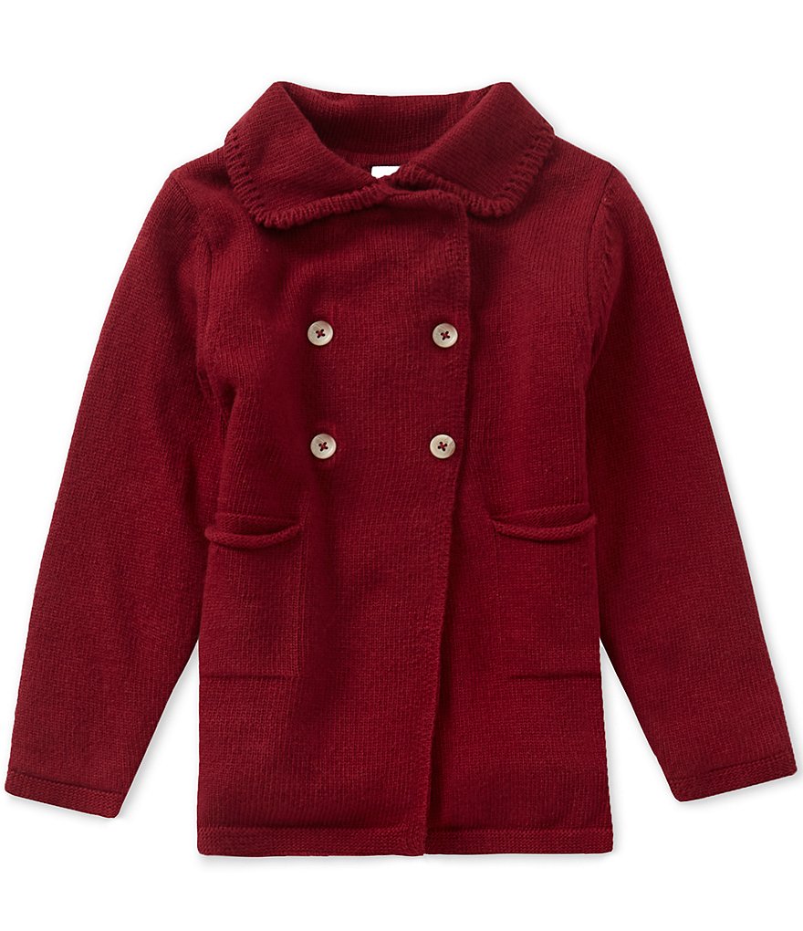 Edgehill Collection Little Girls Knit Double Breasted Sweater Cardigan
