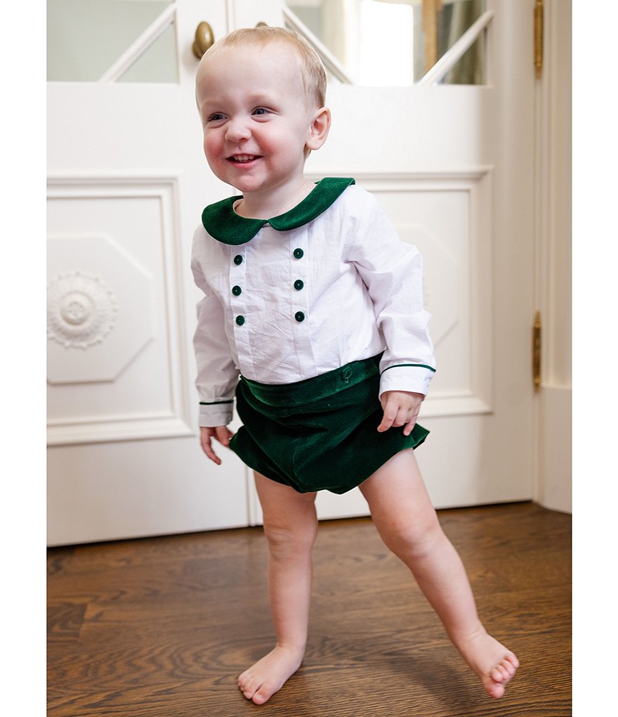 Edgehill Collection 12m black and white smocked velvet boys dressy outfit outlets