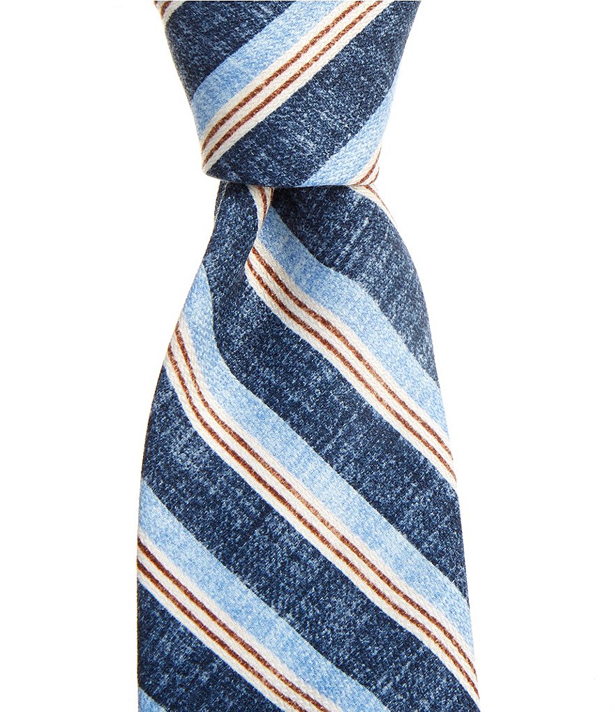 Edward Armah Stripe Pattern 3.3#double; Traditional Silk Tie