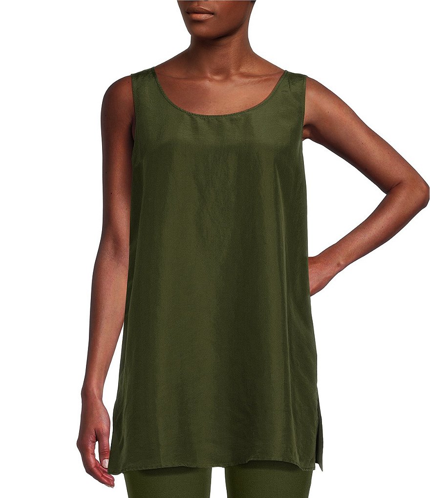 Eileen Fisher Garment Dyed Silk Scoop Neck Coordinating