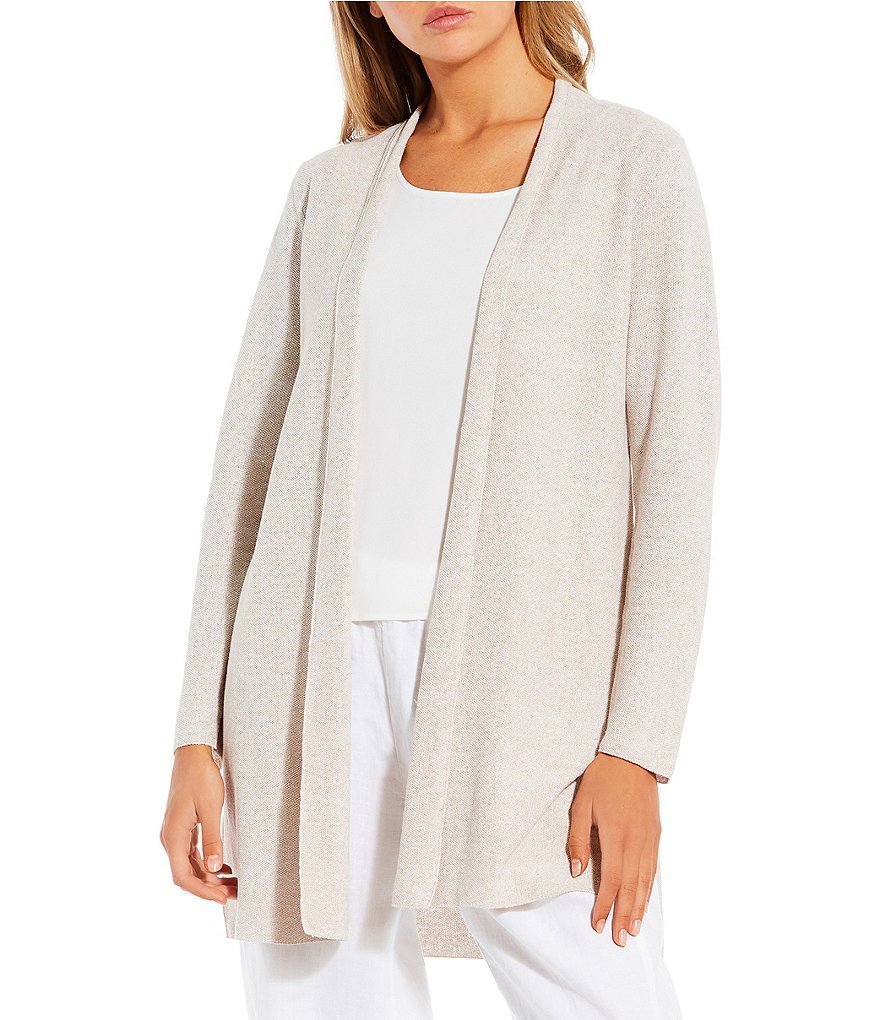 Eileen Fisher Organic Linen Cotton Open Front Long Cardigan Dillard s