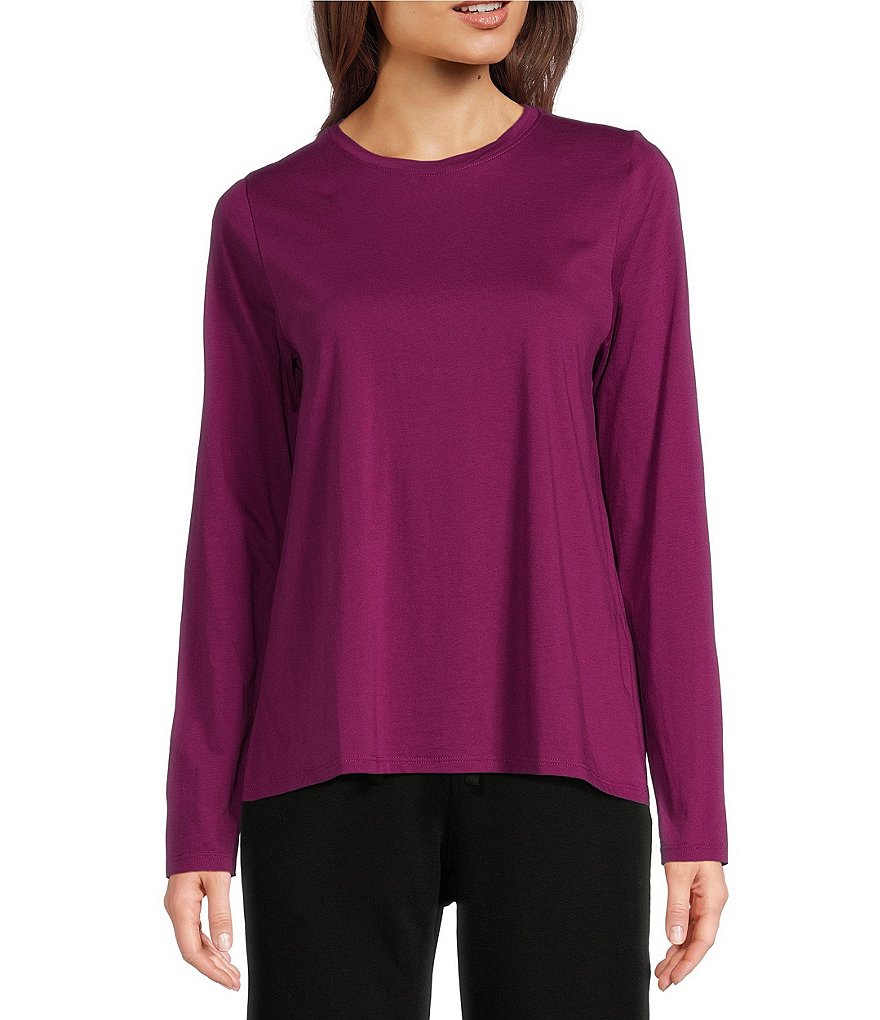 PURPLE LONG SLEEVES SWEATER IN CREPE FRENCH TERRY, BABY PURPLE LONG SLEEVES SWEATER IN CREPE FRENCH TERRY, BABY