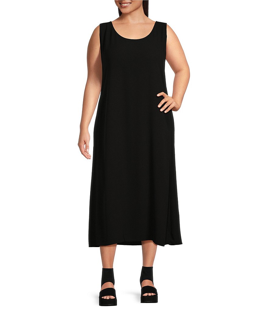 Eileen Fisher Ash Gray Silk Blend Sleeveless Shift Dress Size XL
