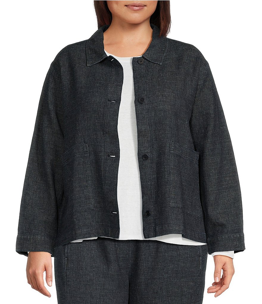 NEW outlets Eileen Fisher Tweedy Cotton Knit Jacket Small