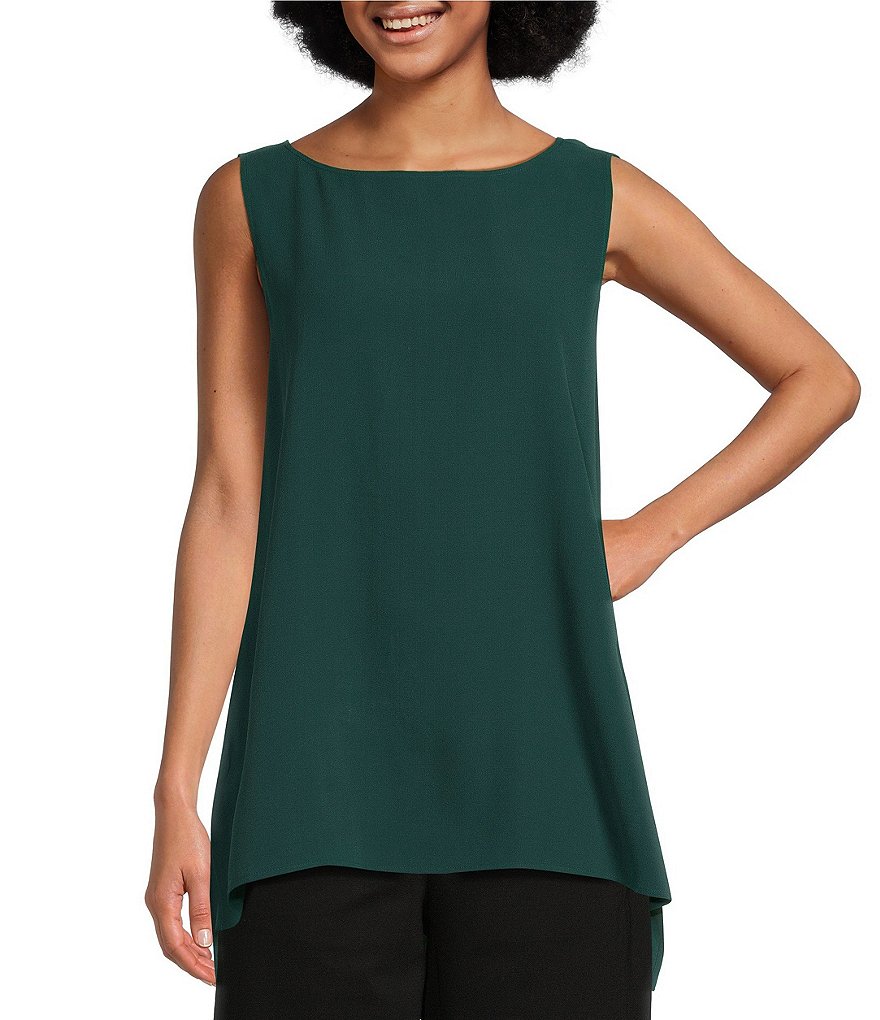 Eileen outlets Fisher Silk Crepe Bateau Neck Tank