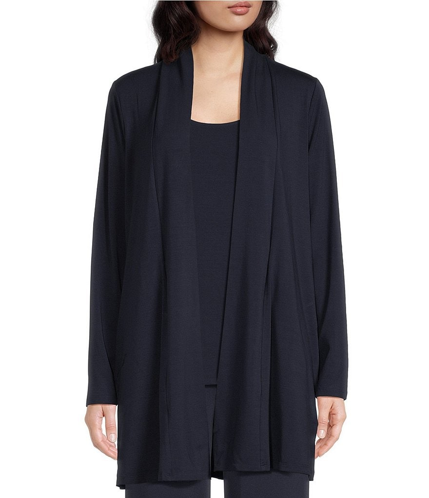 Eileen Fisher Tencel™ Jersey Knit Long Sleeve Open-Front Long Cardigan