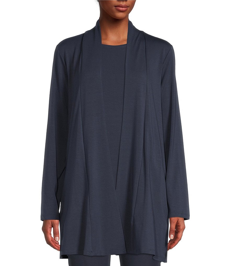 Eileen Fisher Tencel™ Knit Jersey Long Sleeve Open Front Cardigan ...