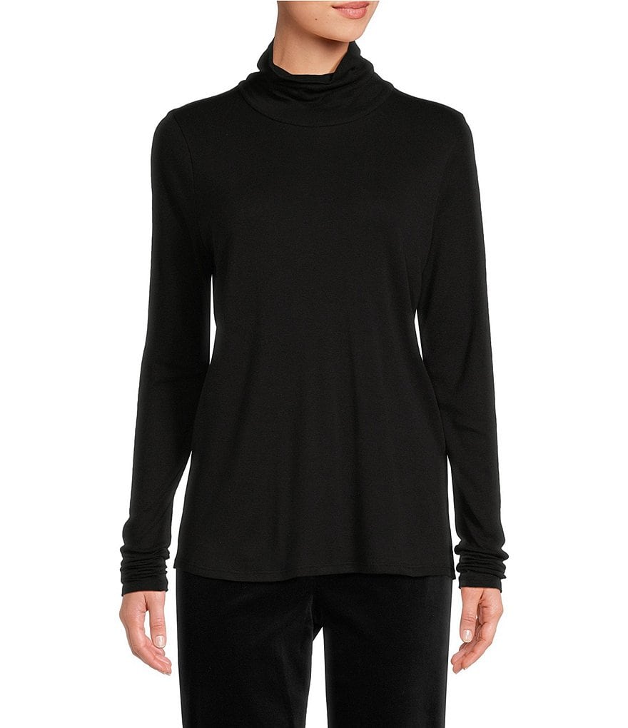 Eileen Fisher TENCEL™ Knit Turtleneck Long Scrunch Sleeve Slim Top ...