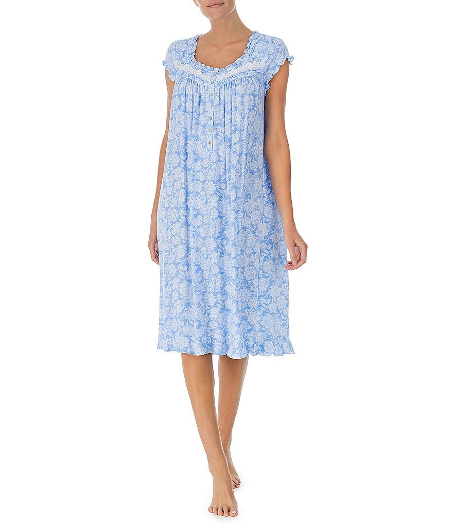 Eileen West Floral Modal Jersey Knit Sweetheart Neck Waltz Nightgown ...