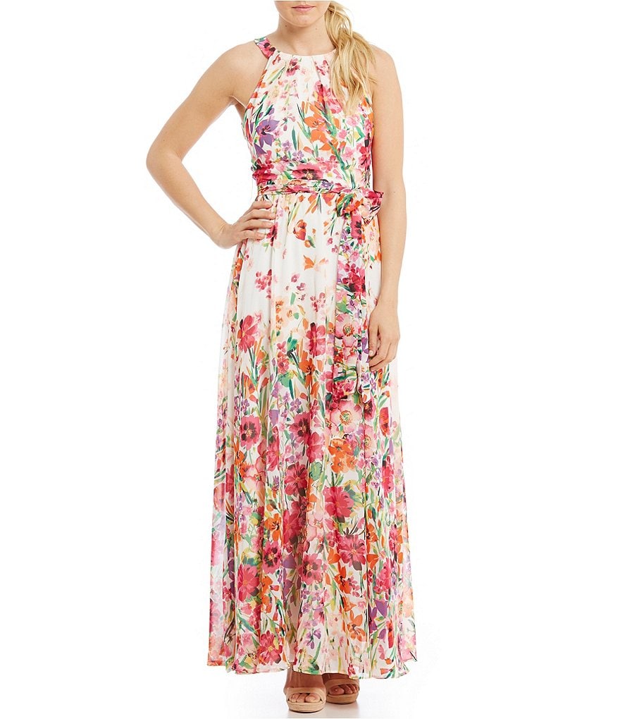 Eliza J Floral Halter Maxi Dress | Dillards