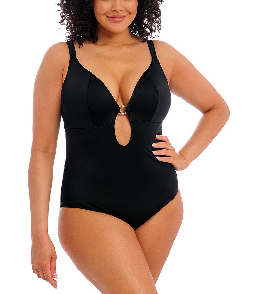 Elomi Plus Size Plain Sailing Non Wire Bra Size Plunge V Neck One Piece Swimsuit Dillards 6000