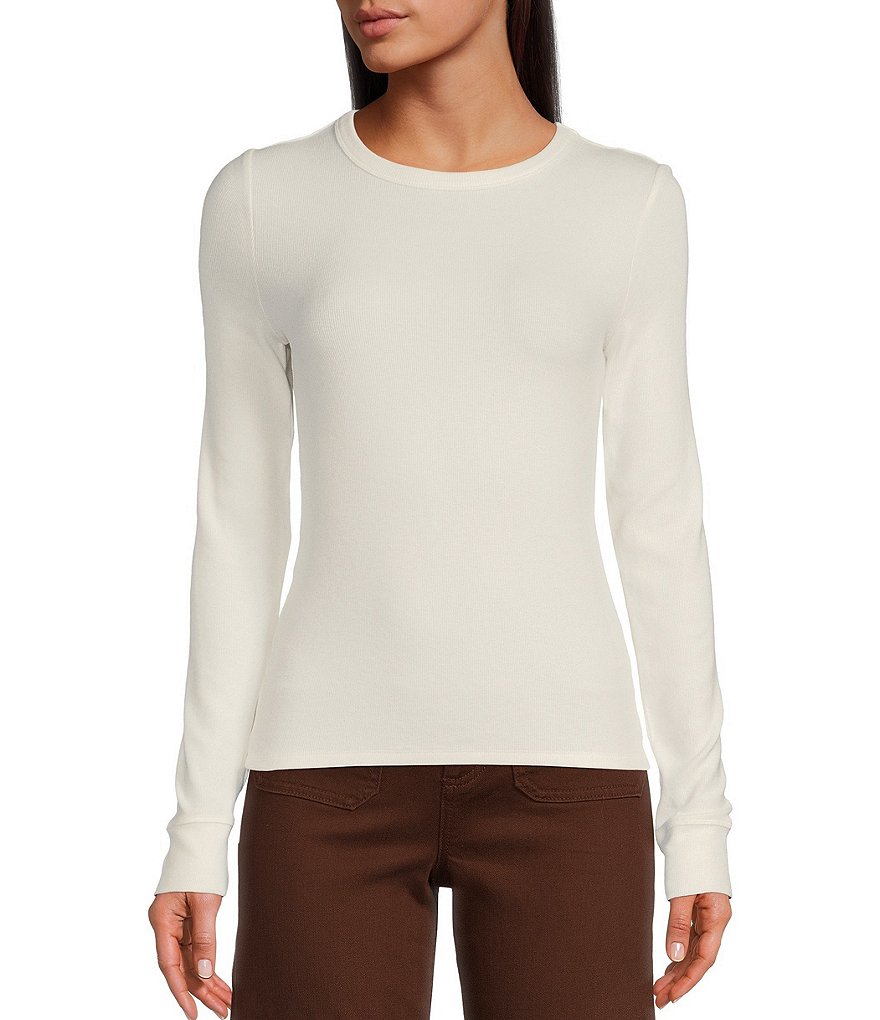 Every Crew Neck Long Sleeve Ribbed Knit Shirt