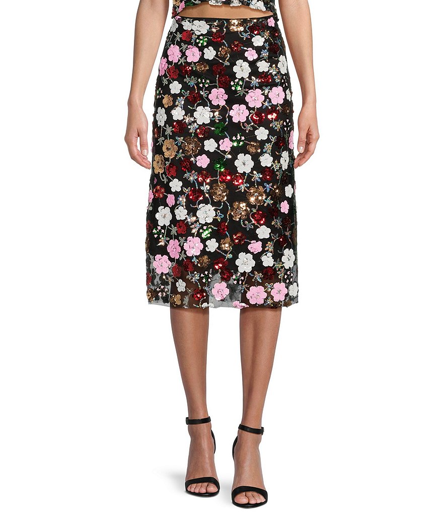 【12月スーパーSALE 15%OFF】 Mesh Sequin Floral Evolutionary Coordinating Dillard's | Skirt その他