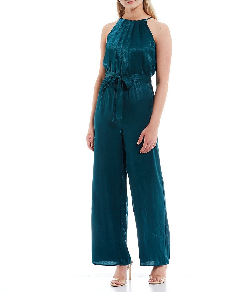 Evolutionary High Neck Sleeveless Satin Jumpsuit Dillards