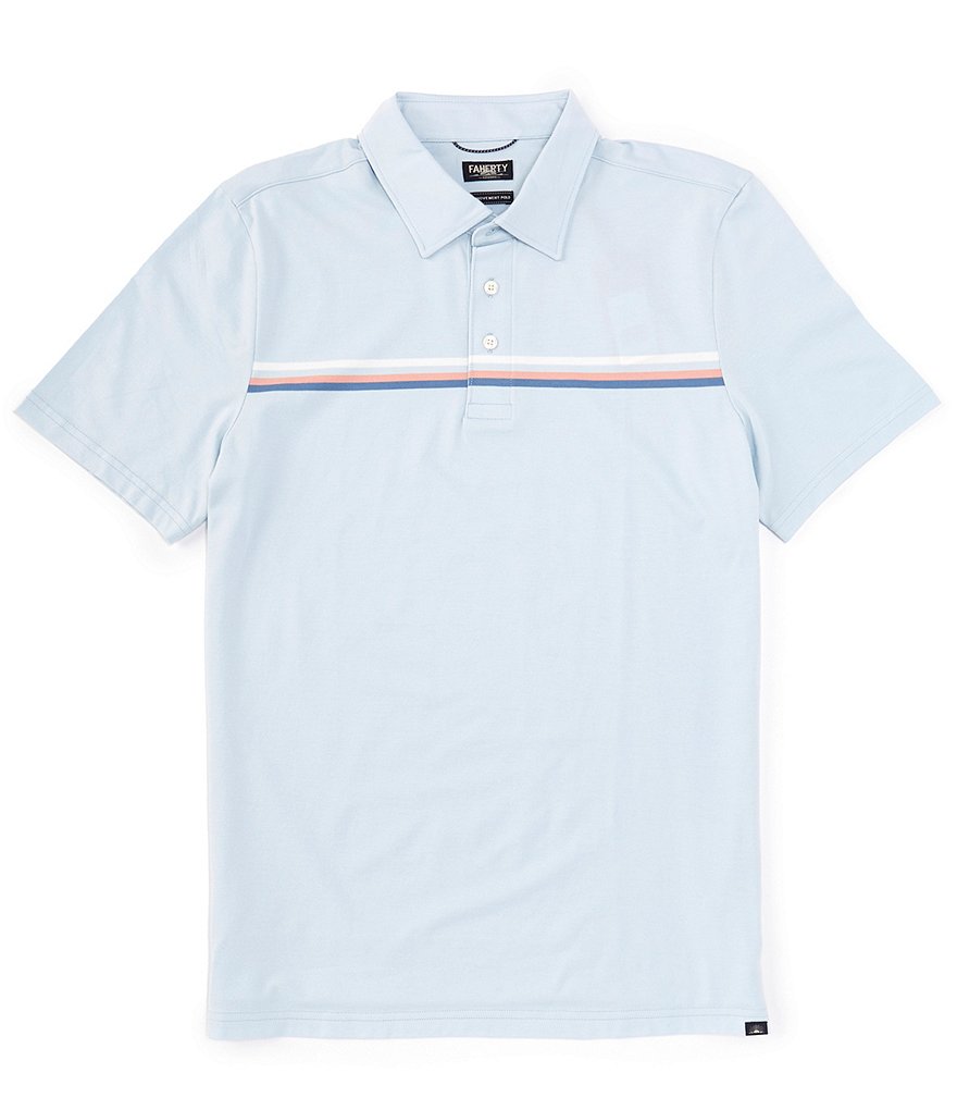 Faherty Movement Pique Chest Stripe Short Sleeve Polo Shirt Dillards