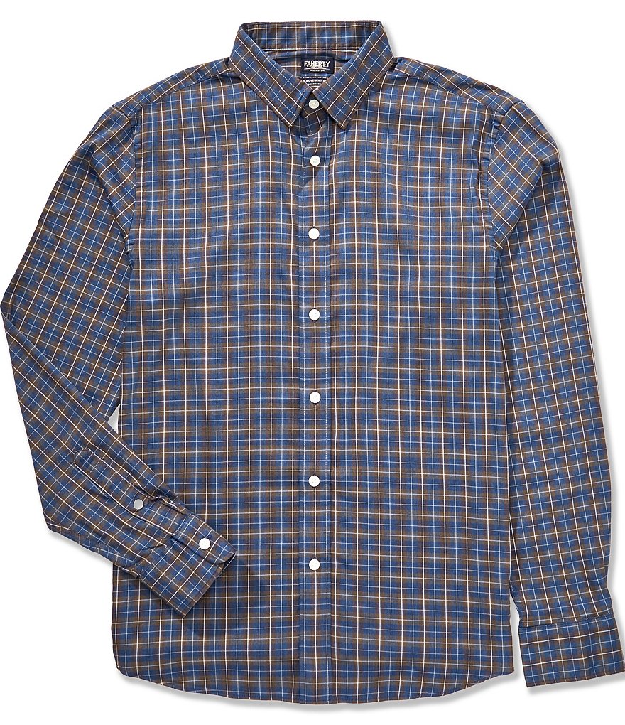 Faherty Performance Stretch Movement Plaid Print Long Sleeve Woven Shirt