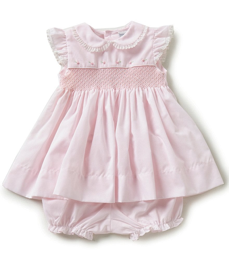 Friedknit Creations Baby Girls 3-9 Months Flutter Sleeve Smocked Dress ...