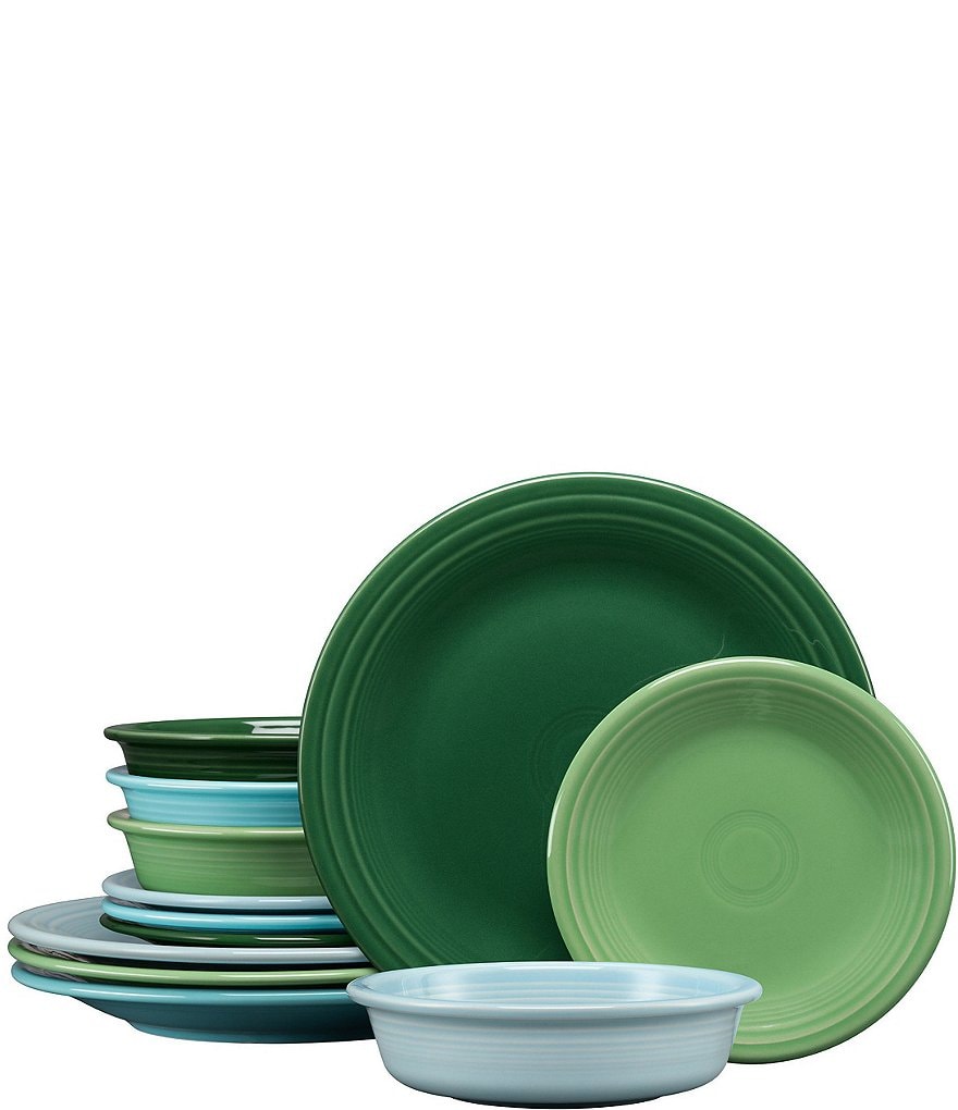 Fiesta Classic 12-Piece Mixed Colors Dinnerware Set, Service for 4