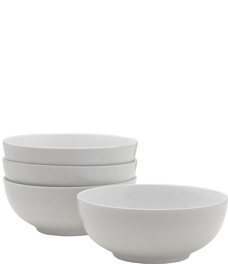 Everyday White by Fitz and Floyd Set of 4 Handled Soup Chili Bowls, 20 Ounces, White