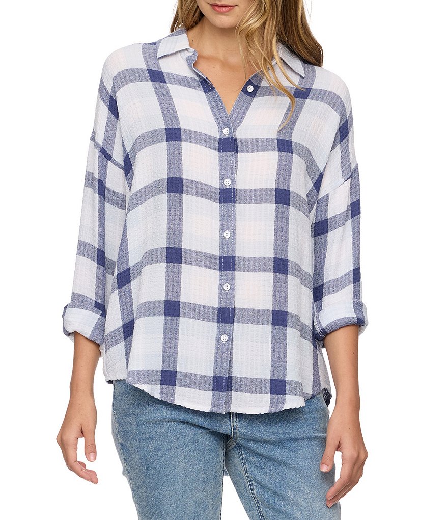 Leetonia Plaid Long Sleeve Oversized Woven Shirt