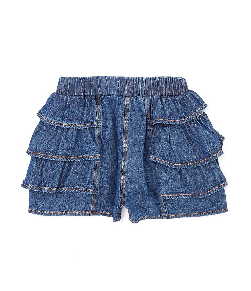 Flapdoodles Little Girls 2T-6X Ruffled Denim Shorts | Dillard's