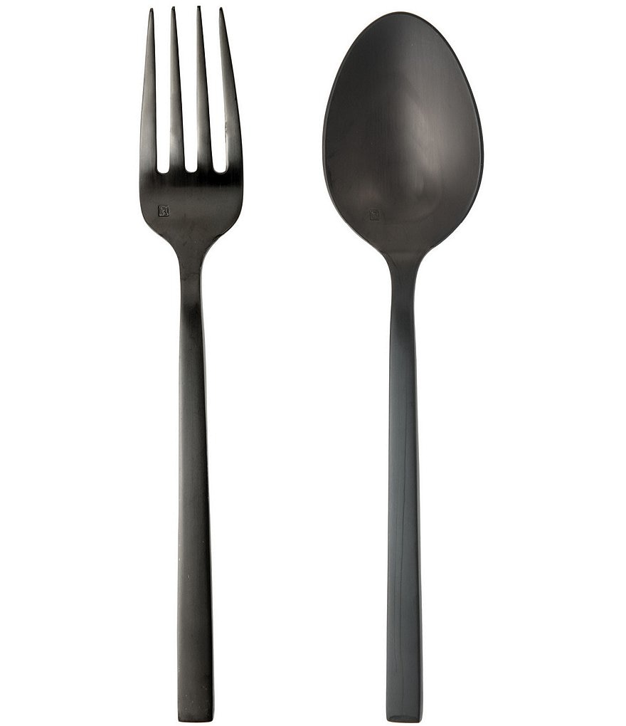 Fortessa Arezzo Brushed Black 2 Piece Stainless Steel Serve Set