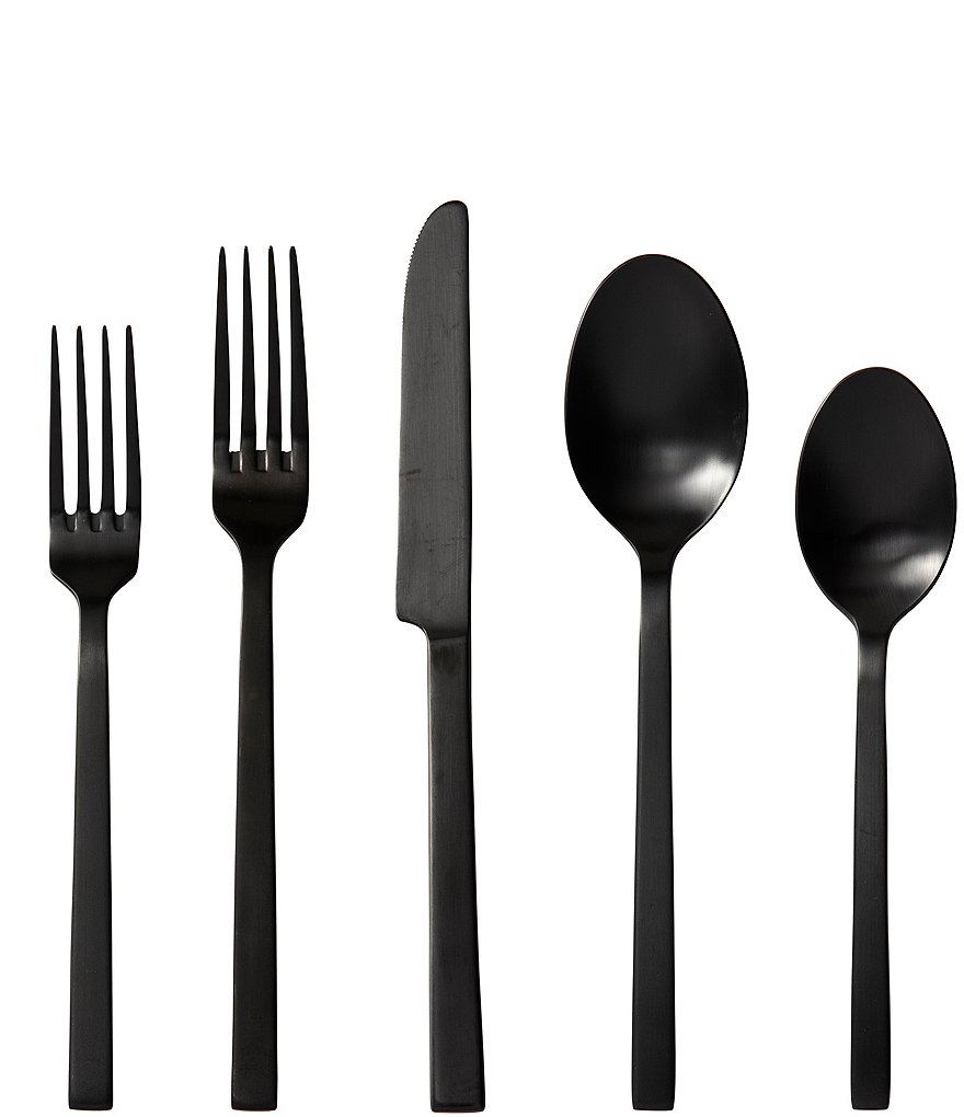 Kanto Stainless Steel Flatware Sets - Black Satin